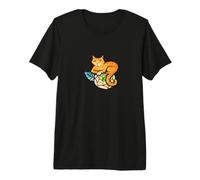 Orange Cat Florals Giardinaggio Ginger Kitty Cats Maglietta Premium