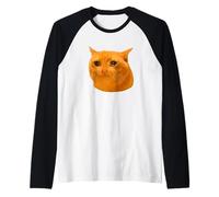 Orange Cat Funny Crying Cat Meme Hilarious Weird Cat Face Maglia con Maniche Raglan