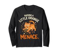 Orange Cat Mom Raising A Little Orange Minace Maglia a Manica