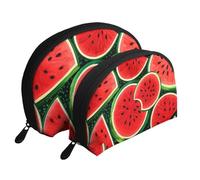 Orange Cats Portable Shell Cosmetic Bag Set - Organizer da viaggio per trucchi con cerniera e scomparti interni, Anguria rossa., Taglia unica