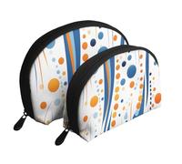 Orange Cats Portable Shell Cosmetic Bag Set - Organizer da viaggio per trucchi con cerniera e scomparti interni, Metà secolo moderno con forme a goccia, Taglia unica