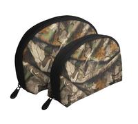 Orange Cats Portable Shell Cosmetic Bag Set - Organizer da viaggio per trucchi con cerniera e scomparti interni, Freddo albero camouflage, Taglia unica