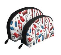 Orange Cats Portable Shell Cosmetic Bag Set - Organizer da viaggio per trucchi con cerniera e scomparti interni, Barber Shop Stile monocromatico, Taglia unica