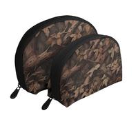 Orange Cats Portable Shell Cosmetic Bag Set - Organizer da viaggio per trucchi con cerniera e scomparti interni, Autunno Camoflauge, Taglia unica