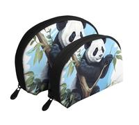 Orange Cats Portable Shell Cosmetic Bag Set - Organizer da viaggio per trucchi con cerniera e scomparti interni, Panda impertinente, Taglia unica