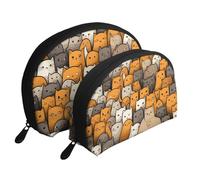 Orange Cats Portable Shell Cosmetic Bag Set - Organizer da viaggio per trucchi con cerniera e scomparti interni, Gatti arancioni., Taglia unica