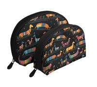 Orange Cats Portable Shell Cosmetic Bag Set - Organizer da viaggio per trucchi con cerniera e scomparti interni, I Love My Dog bassotti, Taglia unica