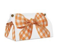 Orange Coquette Bow Tissue Box Cover rettangolare moderno in pelle PU portatovaglioli per bagno, cucina, ufficio, camera da letto