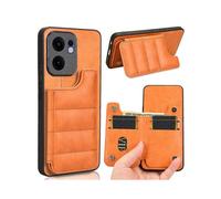 (Orange) Cow Pattern Sewing Card Bag Phone Case For OPPO Reno13 F 4G / 5G