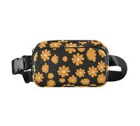 Orange Daisy Black Cute Cross Body Bag Belt Pack per donna d'affari Grande Capacità con Cinghia Regolabile per Shopping Sport Lavoro mochilas para hombres de cintura, Arancione margherita nero,