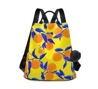 Orange Deep Blue Leaves - Zaino da donna elegante, antifurto, casual, con stampa con tasche multiple, 17 l