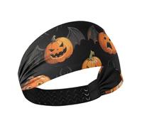 Orange Evil Halloween Pumpkin Bat antiscivolo grandi fasce per capelli da donna elastici per capelli da donna per basket trucco allenamenti trucco