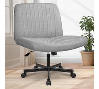 Orange Factory Sedia da lettura con gambe incrociate, senza braccioli, con ruote, girevole, moderna, ergonomica, per camera da letto, regolabile, ampia, comoda, per computer, casa e ufficio (grigio)