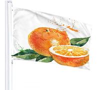 Orange Flag 3x5 FT Watercolor Painting Fruit Orange Leaves Splashes Polka Dot Outdoor Flags Large Welcome Yard Banners Home Garden Yard Lawn Decor