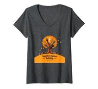 Orange for Unity: Ispirare Lo Spirito di comunità Maglietta con Collo a V, Donna, Grigio Scuro, XL