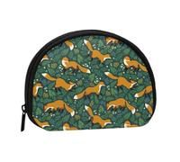 Orange Fox Greenery Portamonete, grazioso mini portamonete da donna, piccolo portamonete