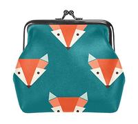 Orange Fox Heads Pattern Turchese Portamonete Portafogli Vintage Pouch Borse per regalo