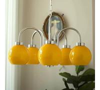 Orange Glass Chandelier For Living Room Dining Bedroom Kitchen Restaurant Ceiling Lamp Chrome E27 Pendant Light