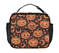 Orange Happy Halloween Pumpkins Borsa per il pranzo per adulti a prova di perdite, borsa da donna con tracolla e portabottiglie, grande capacità, per lavoro e scuola
