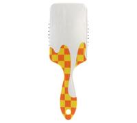 Orange Ice Cream Plaid Spazzola liscia controllata per capelli lunghi Progettato cuoio capelluto massaggiatore spazzola per capelli lisci con manico ergonomico cepillo para cabello