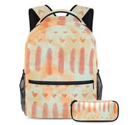 Orange Leaves Unleash Creativity, zaino con astuccio per ragazzi e ragazze, set di 2 zaini per bambini, Multicolore#06, B:29.4x20x40cm P:19x7.5x3.8cm, Zaini Daypack