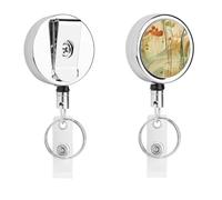 Orange Line Art Badge Reel retrattile con portachiavi porta badge divertente porta badge per insegnante, infermiera, dottore, lavoratore, regalo, targhetta identificativa, clip decorative in metallo