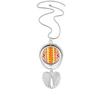 Orange Line - Collana con ciondolo a forma di totem della civiltà antica del Messico, con ali d'angelo