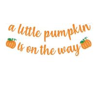 Orange Little Pumpkin Is On The Way Banner - Decorazioni per baby shower a tema autunnale