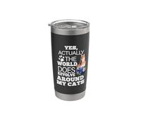 Orange Maine Coon Cat The World Does Revolve Around My Cats Bicchiere termico in acciaio inox doppia parete