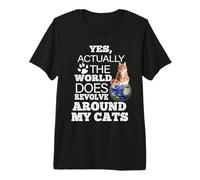 Orange Maine Coon Cat The World Does Revolve Around My Cats Maglietta Premium