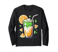 Orange Matcha Latte T-Shirt Iced Green Tea Lover Gift Kawaii Maglia a Manica