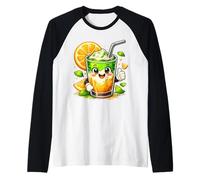 Orange Matcha Latte T-Shirt Iced Green Tea Lover Gift Kawaii Maglia con Maniche Raglan