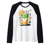Orange Matcha Latte T-Shirt Iced Green Tea Lover Gift Kawaii Maglia con Maniche Raglan