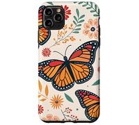 Orange Monarch Butterfly Red Flowers Fall Butterfly Floral Custodia per iPhone 11 Pro Max
