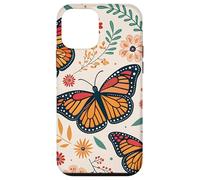 Orange Monarch Butterfly Red Flowers Fall Butterfly Floral Custodia per iPhone 12 mini