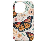 Orange Monarch Butterfly Red Flowers Fall Butterfly Floral Custodia per iPhone 13 Pro