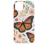 Orange Monarch Butterfly Red Flowers Fall Butterfly Floral Custodia per iPhone 14 Plus