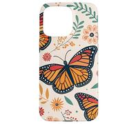 Orange Monarch Butterfly Red Flowers Fall Butterfly Floral Custodia per iPhone 15 Pro Max