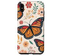 Orange Monarch Butterfly Red Flowers Fall Butterfly Floral Custodia per iPhone XS Max
