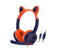 (Orange, Multicolor) AKZ-024 Kids Headphones Cat Ear 3.5mm Wired Headset Gaming Headset with Microphone - Pink