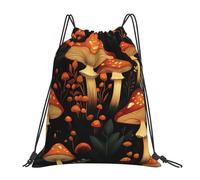 Orange Mushroom Leaves Borsa con Coulisse Stringa Sacca con Cordoncino Moda Borsa Palestra per Shopping Vacanze Spiaggia 36X42Cm
