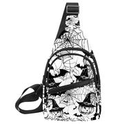 Orange Pumpkins Spider Webs Bats 3 Sling Bag per le donne borsa a tracolla da viaggio borsa a tracolla borsa da petto, Multicolore 01, 11.8x7x1.5in/30x18x4cm