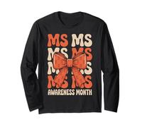 Orange Ribbon MS Multiple Sclerosis Awareness Women Maglia a Manica