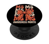 Orange Ribbon MS Multiple Sclerosis Awareness Women PopSockets PopGrip Adesivo