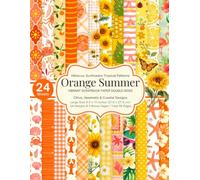 Orange Summer Scrapbook Paper: 24 Double-Sided Tropical Patterns | Citrus, Sunflowers, Hibiscus, Seashells & Coastal Designs | 8.5 x 11 Craft Paper for Journals, Cards & DIY Crafts