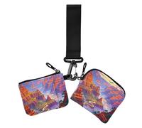 Orange Sunset Canyon - Portafoglio doppio da donna, per biglietti da visita, minimalista, con cerniera, tasca portamonete con cerniera, confezione da 2, Orange Sunset Canyon, 1 size, Casual