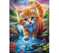 Orange Tabby Cat Drinking from A Stream Puzzle 500 Pezzi Sfida Rompicapo Impossibile Wildlife Pet Rompicapo Estremamente Difficile Per Veri Esperti Regalo Per Chi Ama Le Sfide 500 PCS