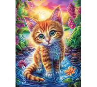 Orange Tabby Cat in A Flower Garden Puzzle 1000 Pezzi Multicolore Paesaggi Italiani Science Fiction Magical Dream Classici Per Adulti Rompicapo Collezione Idea Regalo Natale Per Lui E Nonno 1000 PCS