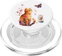 Orange Tabby Cat Lady Cat Lovers Ladies Tabby Cat Butterfly PopSockets PopGrip per MagSafe