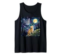 Orange Tabby Cat Moon And Stars Night Sky Art Canotta